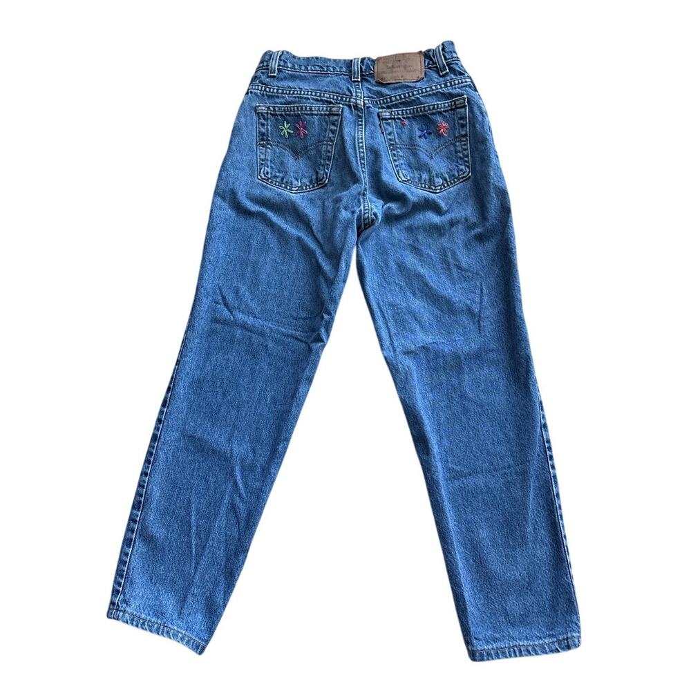 Vintage 90s Levis 551 Jeans 28 Floral Embroidered Tapered